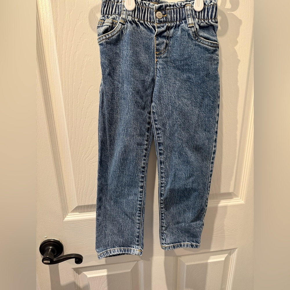 Girls Elastic Waist Blue Denim Jeans